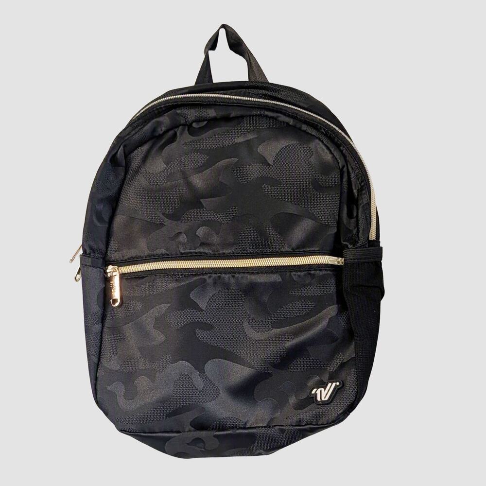 NEW Varsity Spirit Mini Backpack Black Camo Gold Zip Travel Bag